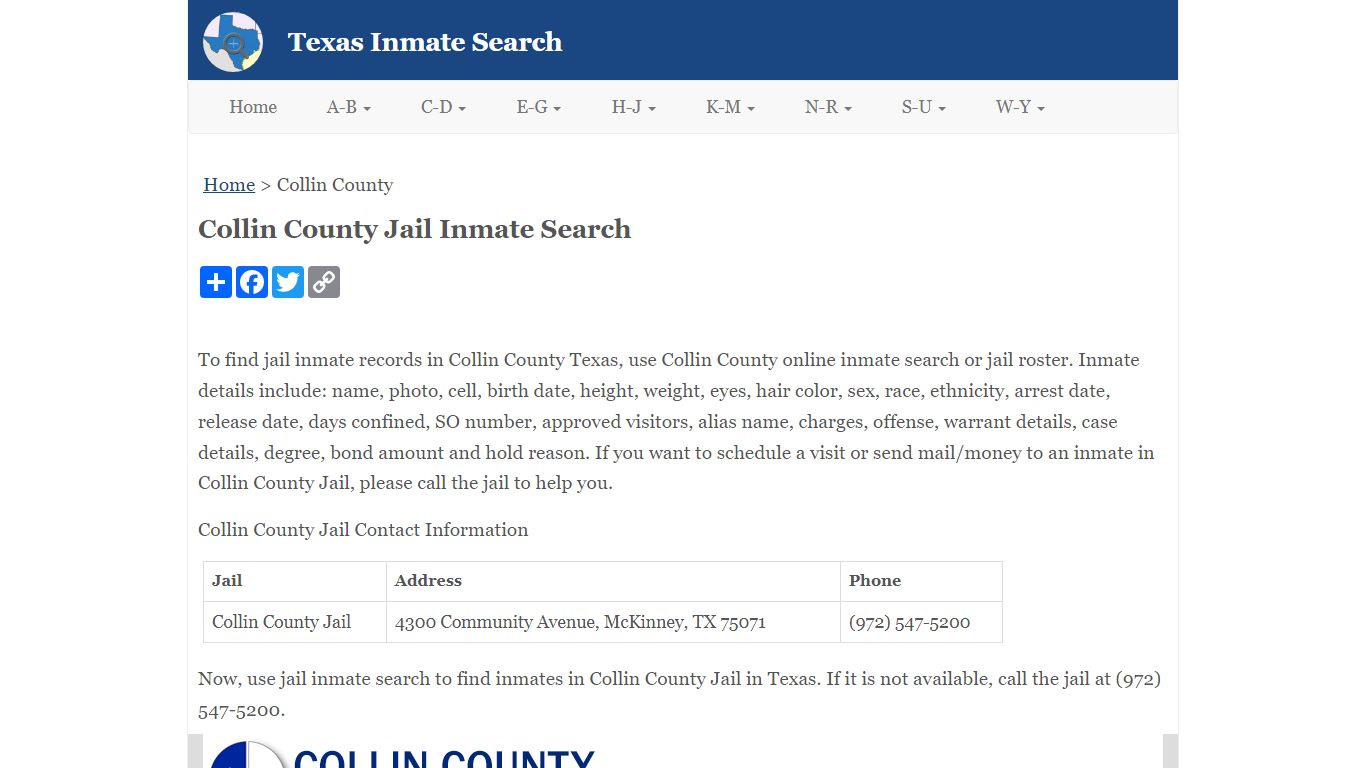 Collin County Jail Inmate Search